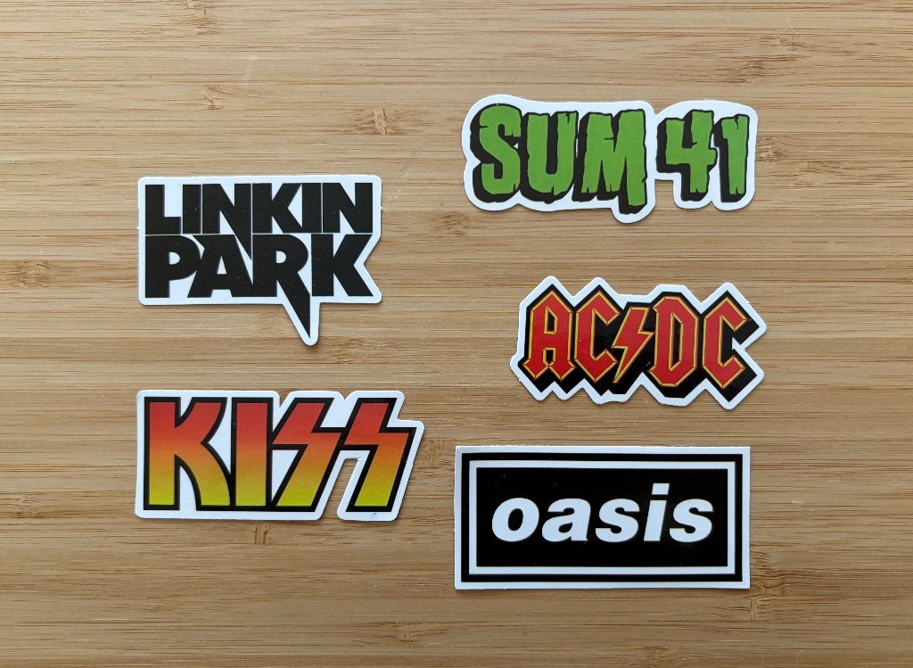 Linkin Park, Sum 41, KISS, Oasis, AC/DC band stickers, Verzenden, Nieuw