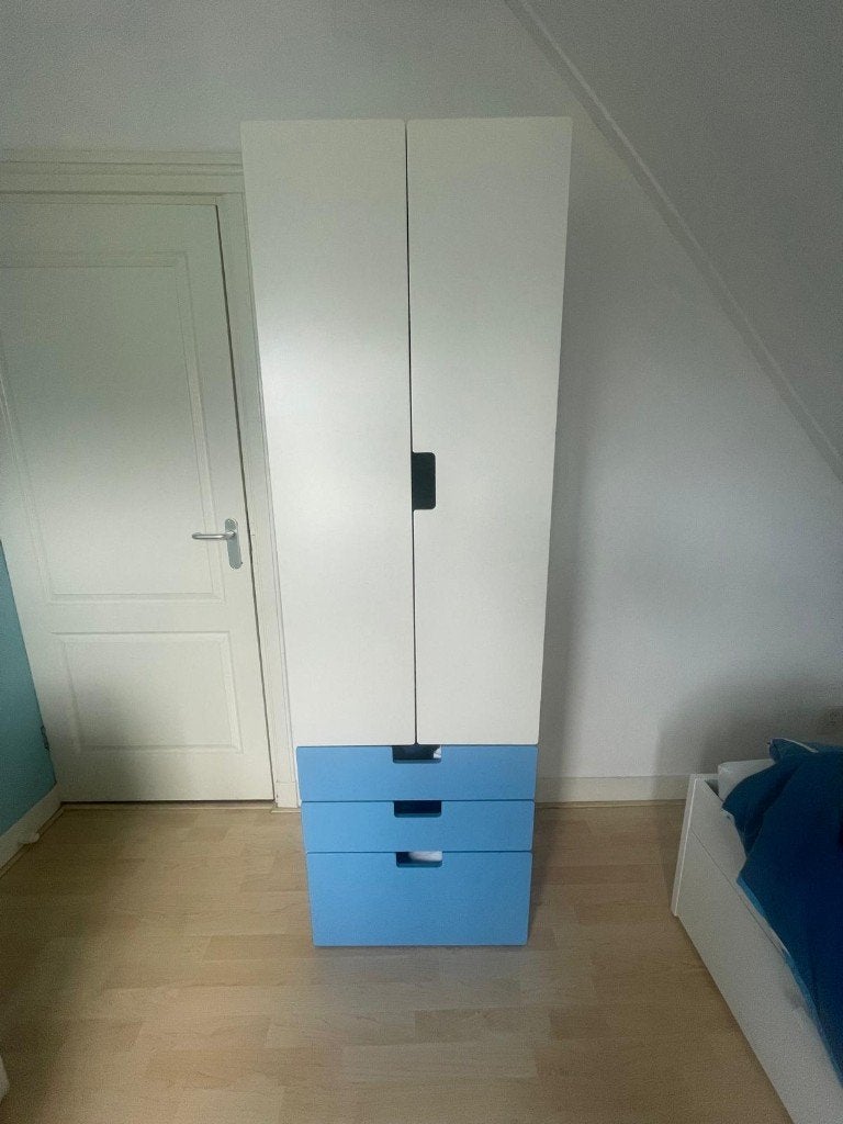 IKEA Kledingkast STUVA in wit/blauw, Ophalen, 200 cm of meer, 50 tot 100 cm, Overige houtsoorten