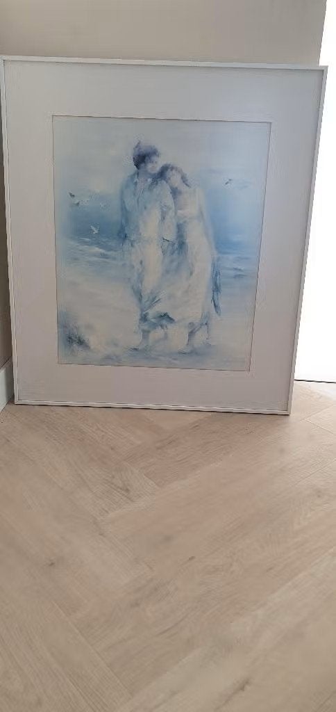 litho man en vrouw op strand orgineel Haanraets, Antiek en Kunst, Kunst | Litho's en Zeefdrukken, Gelimiteerde oplage, Ophalen