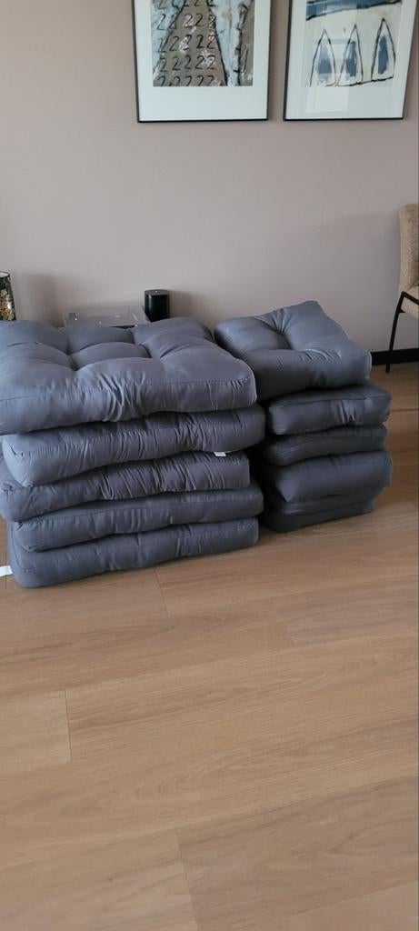 Nieuwe palletkussens: 5 zitkussens (80x80) en rugkussens, Huis en Inrichting, Woonaccessoires | Kussens, Ophalen, Nieuw, Grijs
