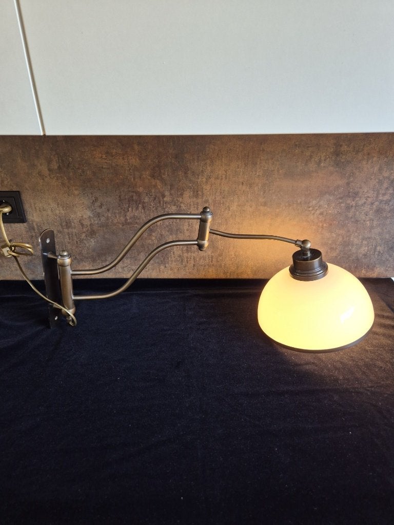 Vintage - Wandlamp - Zwenklamp - Metaal - Opaline Kap - GK *, Ophalen of Verzenden, Gebruikt, Metaal