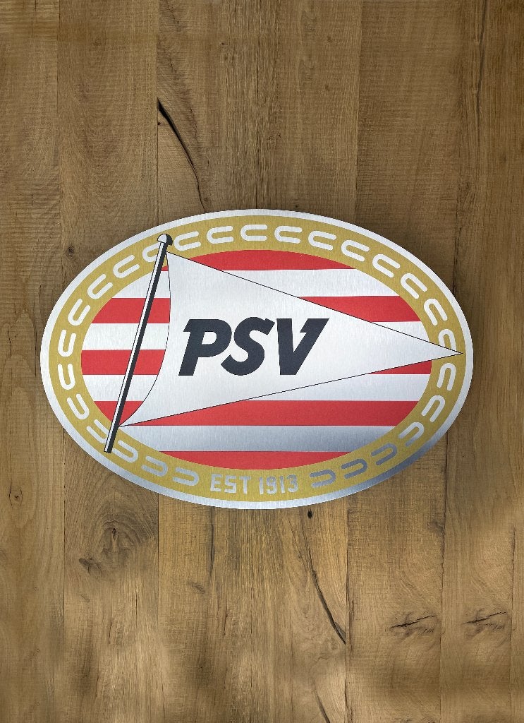 Reclamebord PSV logo reclame bord, aluminium, 40x57 cm, Ophalen of Verzenden, Nieuw, Reclamebord