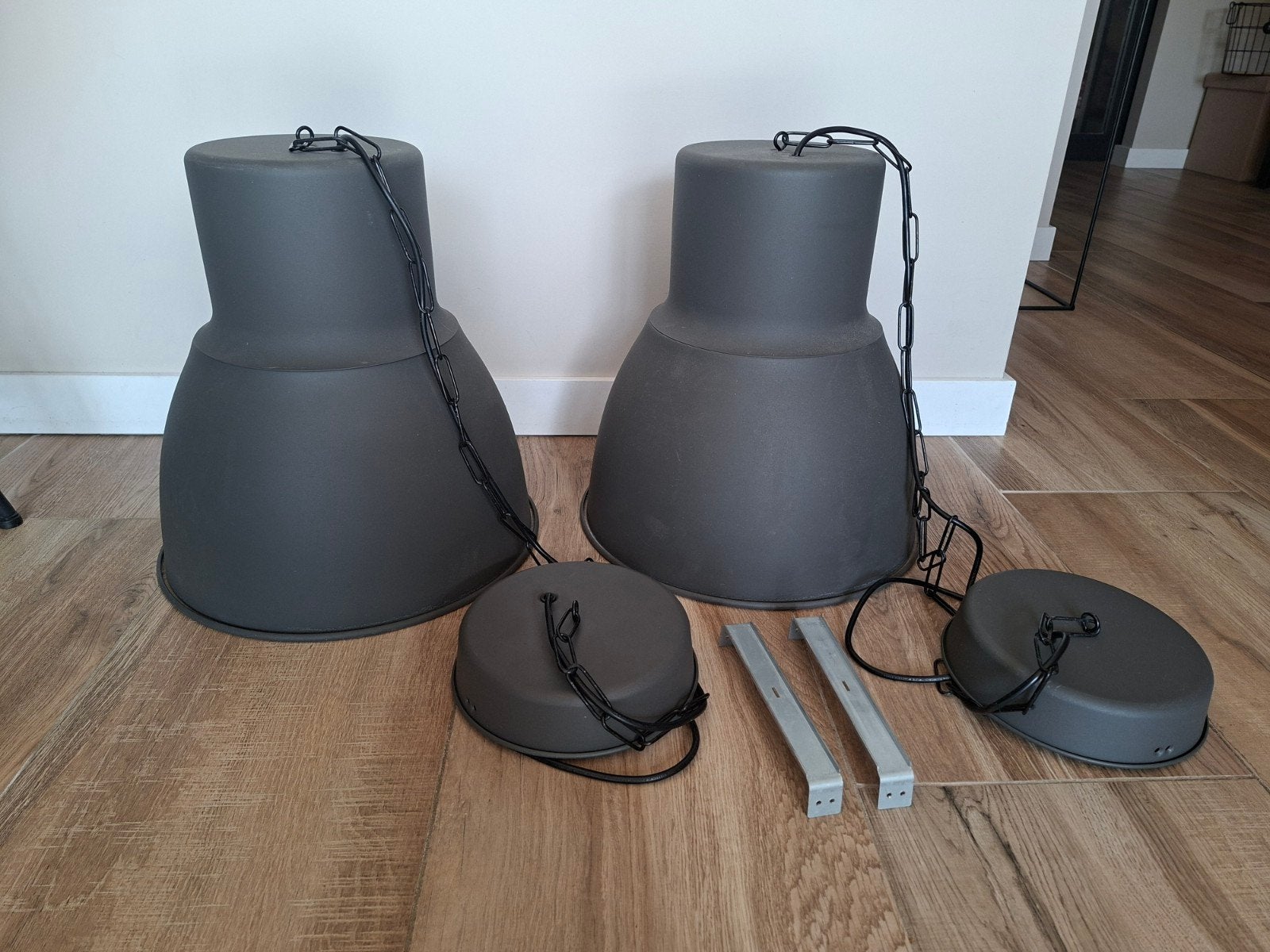 Ikea lampen 2 stuks, Rond, Zo goed als nieuw, Grijs, Ophalen