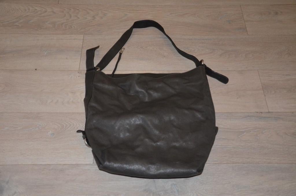 Prachtige nieuwe ruime grijze leren tas lupo 45x45 cm, Ophalen of Verzenden, Nieuw, Grijs, Handtas