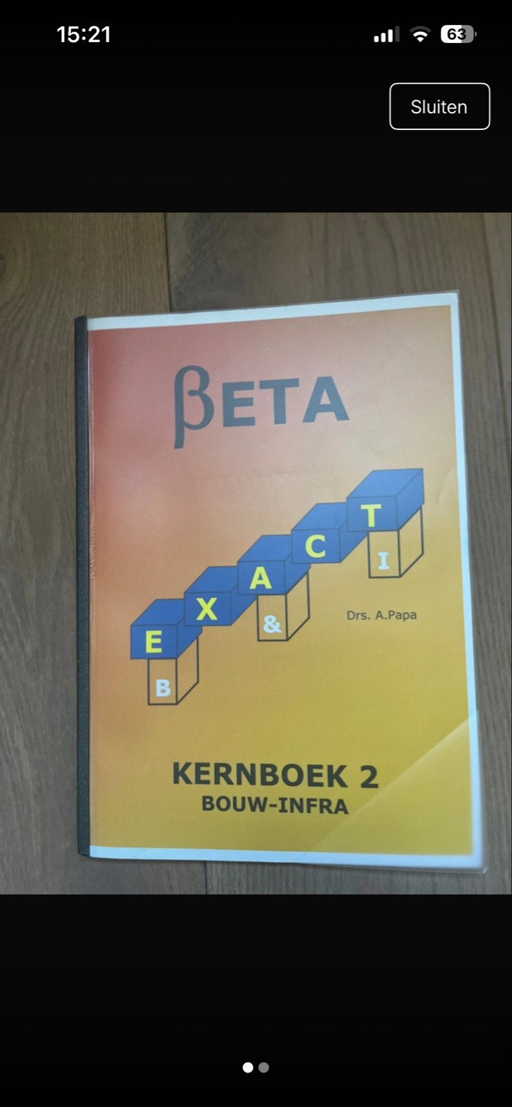 BETA Exact Kernboek 2 Bouw-Infra Drs. A. Papa, Ophalen of Verzenden, Beta, Zo goed als nieuw, HBO