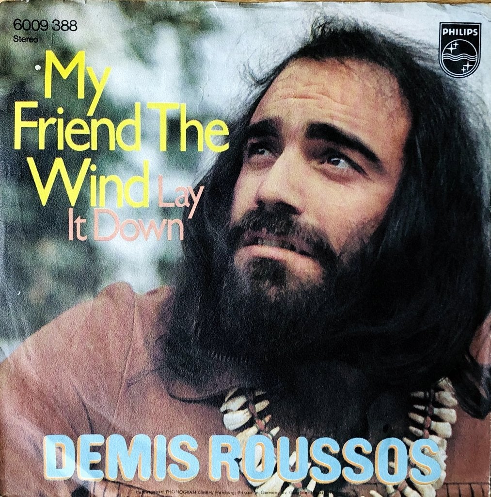 1973	Demis Roussos		My Friend The Wind, Fotohoes, 7 inch, Ophalen of Verzenden, Zo goed als nieuw