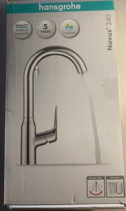 Nieuwe Hansgrohe keukenkraan Novus 240 ecosmart, Ophalen of Verzenden, Nieuw, Chroom, Kraan