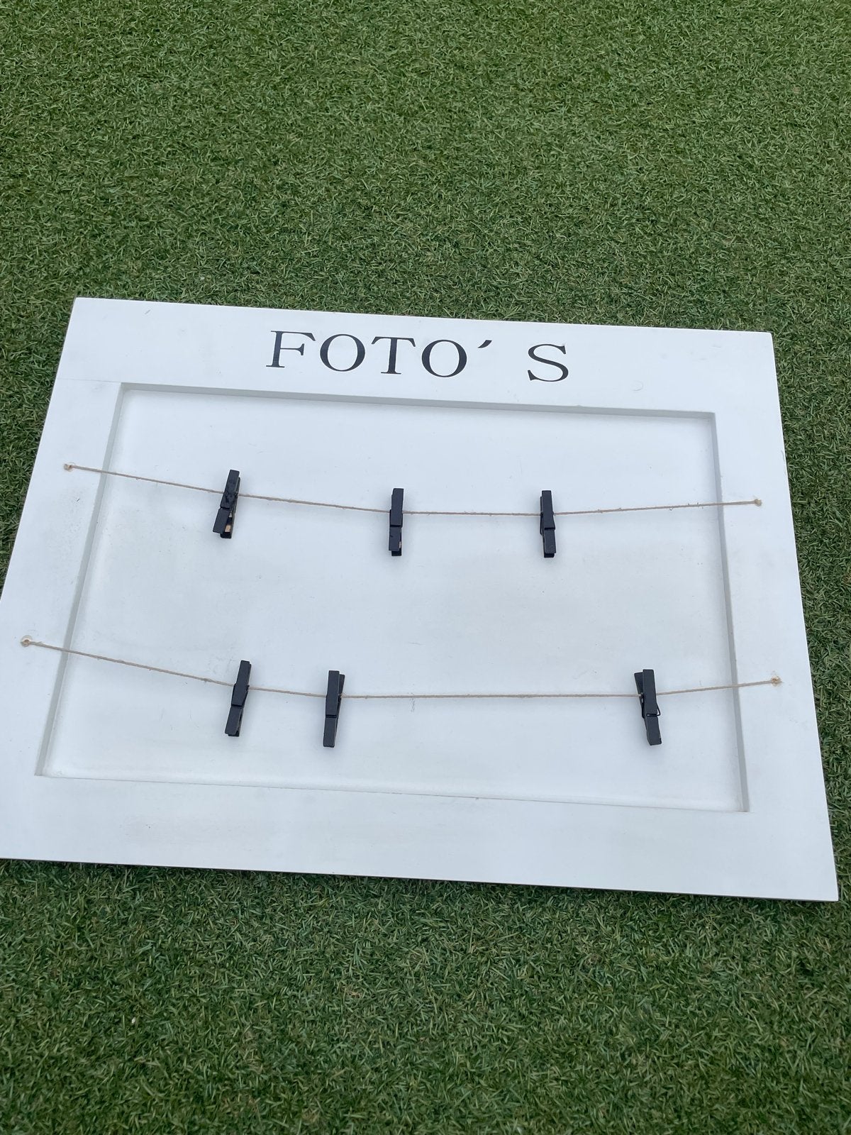 Decoratief fotobord met knijpers - 'FOTO'S', Ophalen of Verzenden, Zo goed als nieuw
