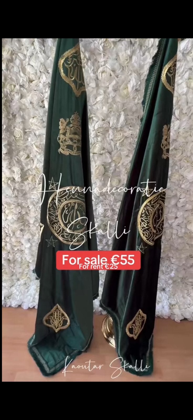 Marokkaanse groene vlag, Kleding | Dames, Trouwkleding en Trouwaccessoires, Ophalen of Verzenden, Zo goed als nieuw, Groen, Accessoires