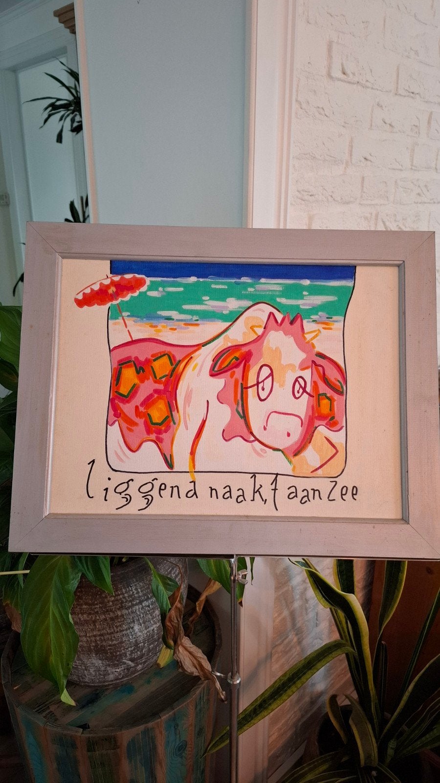 Uniek Schilderij: Liggend Naakt aan Zee door Rob Toeset, Ophalen of Verzenden
