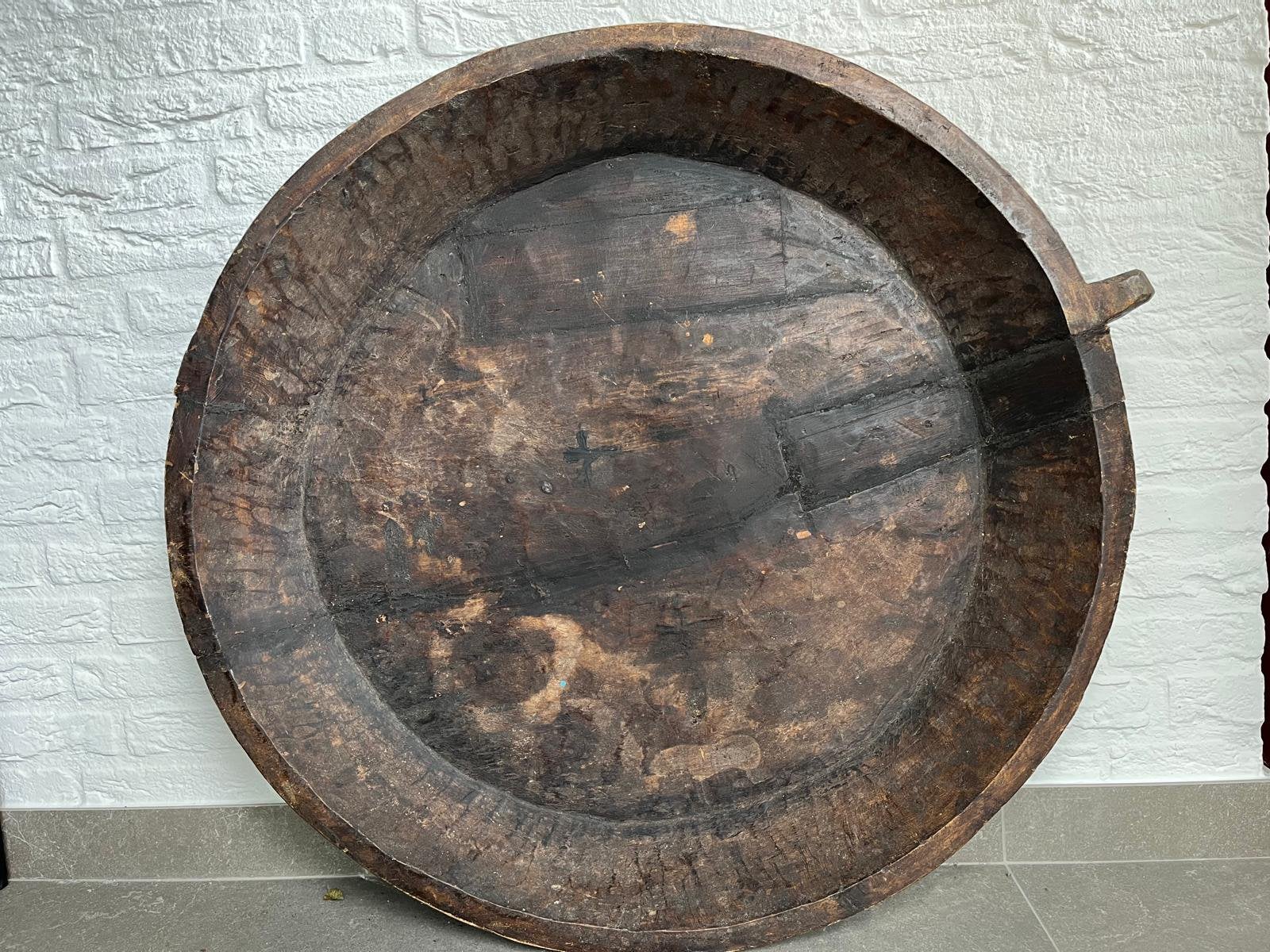 Robuuste houten schaal, Ophalen, Rond, Handgemaakt, Hout
