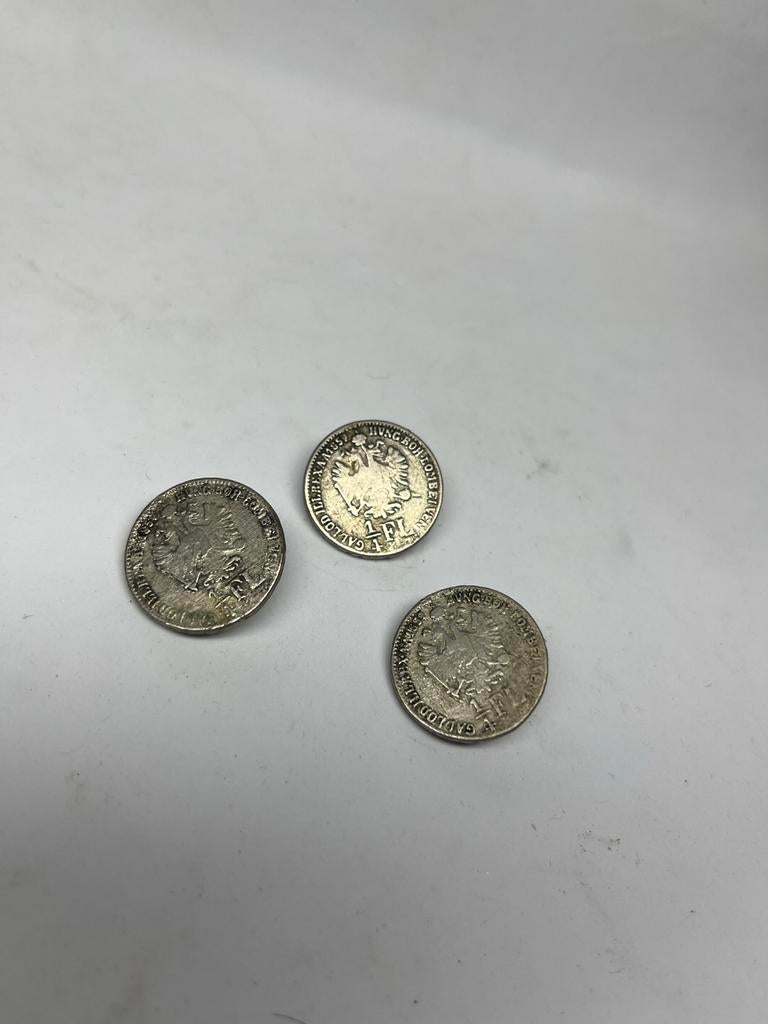 Oude verzilverde gegoten knoop Munten - Set van 3, Ophalen of Verzenden, Overige landen, Setje, Zilver