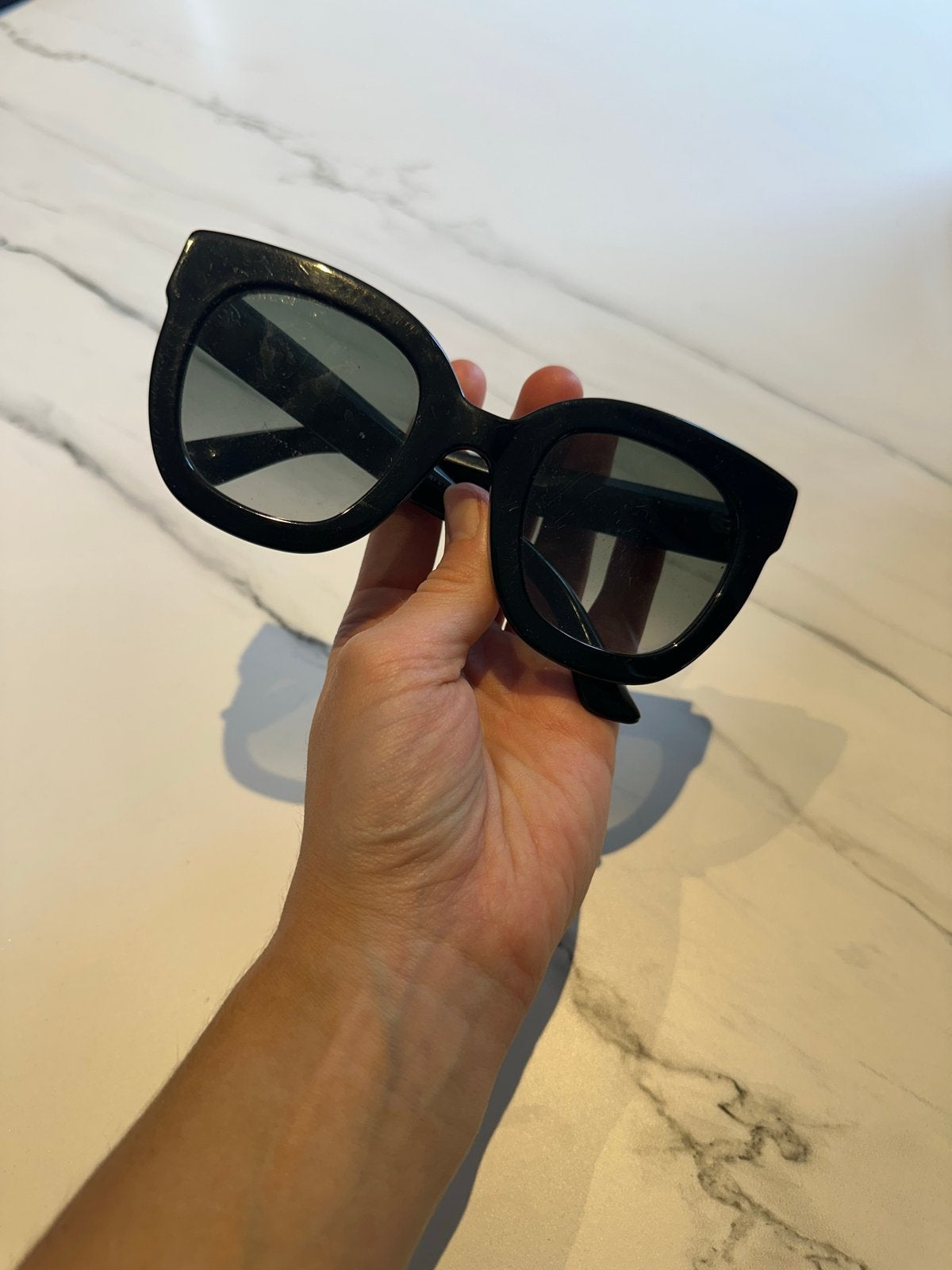 Gucci Vintage Zonnebril met Sterren en GG-logo, Overige merken, Gebruikt, Zonnebril, Zwart