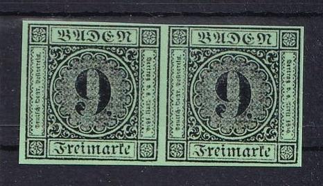 X109) 1851 Baden Mi 4F €2.000.000 tete beche geen garantie, Verzenden, Overige periodes, Postfris