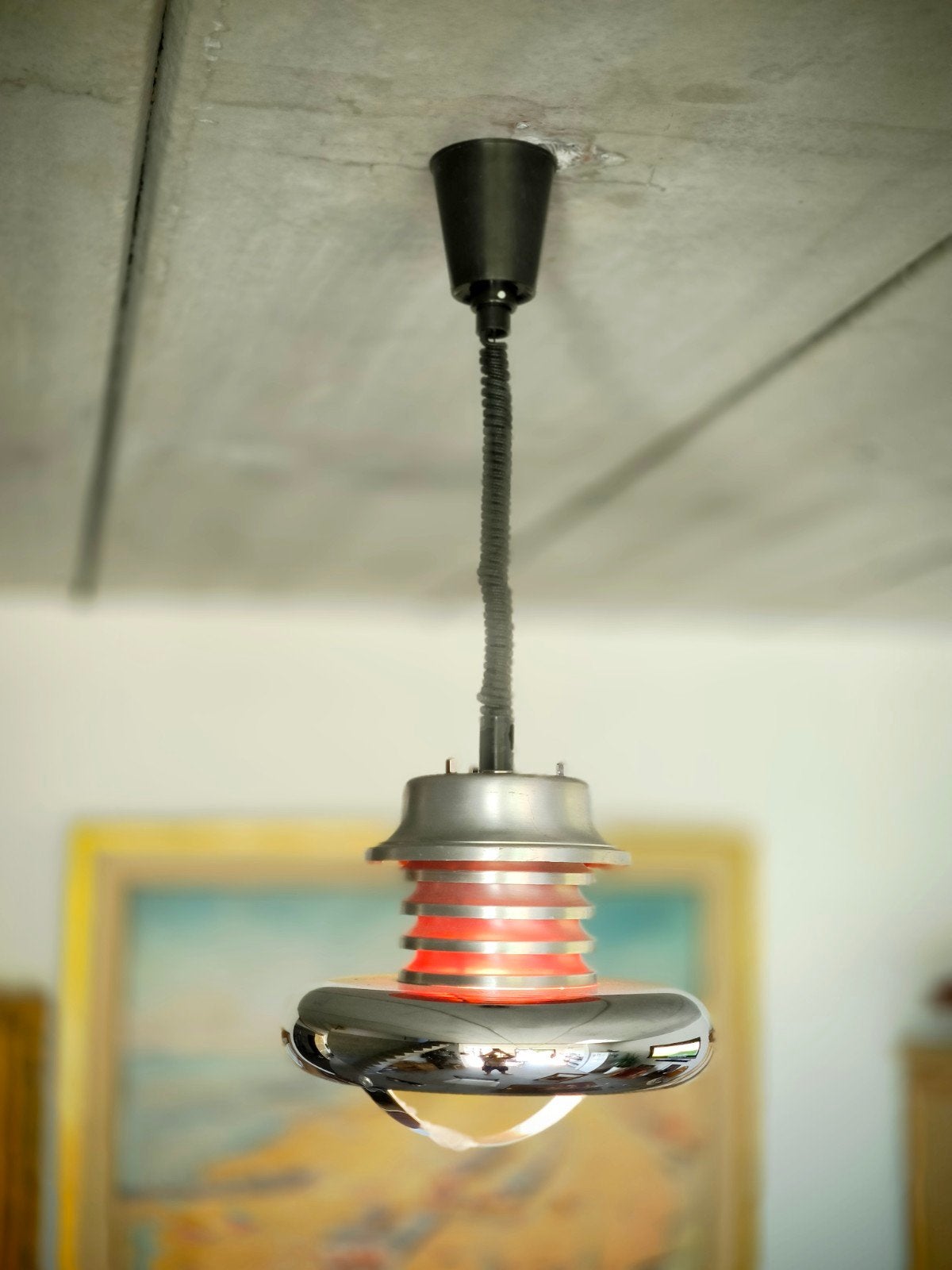 Lakro Space-Age hanglamp, jaren 70, Space Age, Ophalen of Verzenden, Zo goed als nieuw, Metaal
