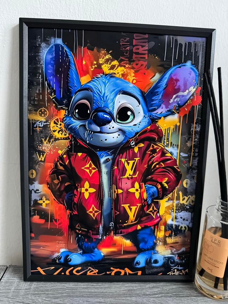 Stitch Pop Art Poster Ingelijst 21x30cm, Antiek en Kunst, Ophalen of Verzenden