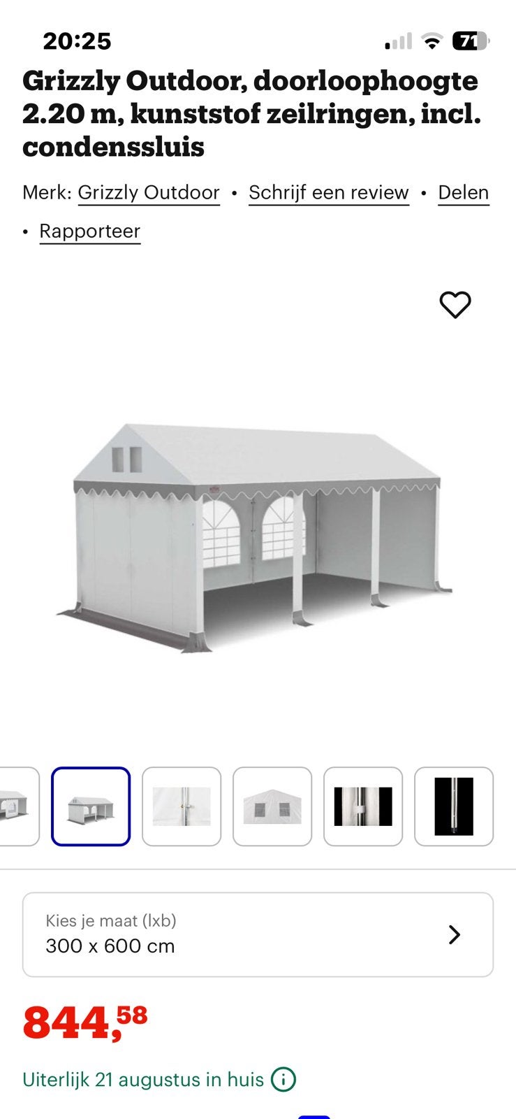 Grizzly pvc tent, Tuin en Terras, Ophalen of Verzenden, Zo goed als nieuw, 8 meter of meer
