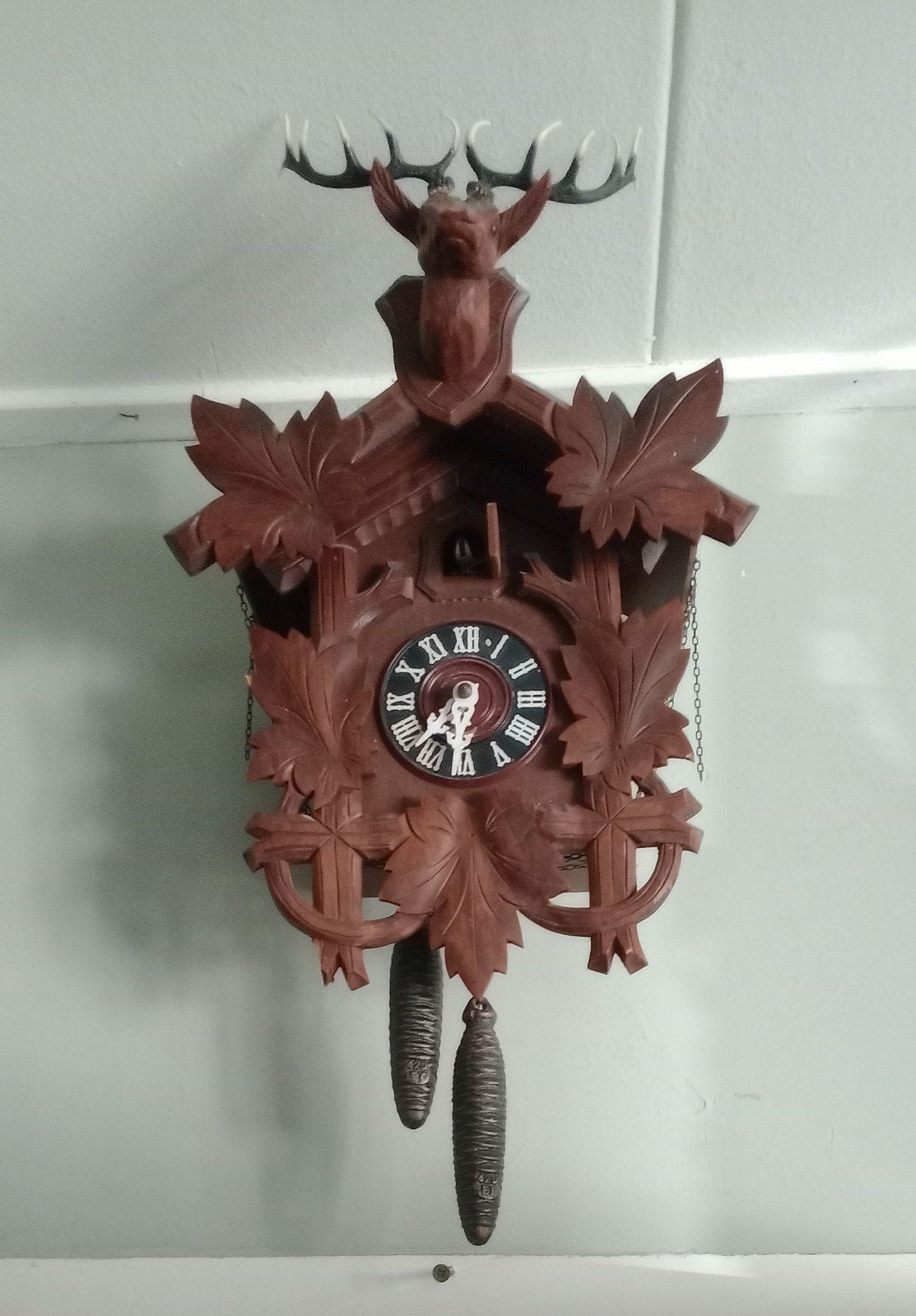 Antieke Koekoeksklok uit 1935 met Hertenkop, Ophalen of Verzenden