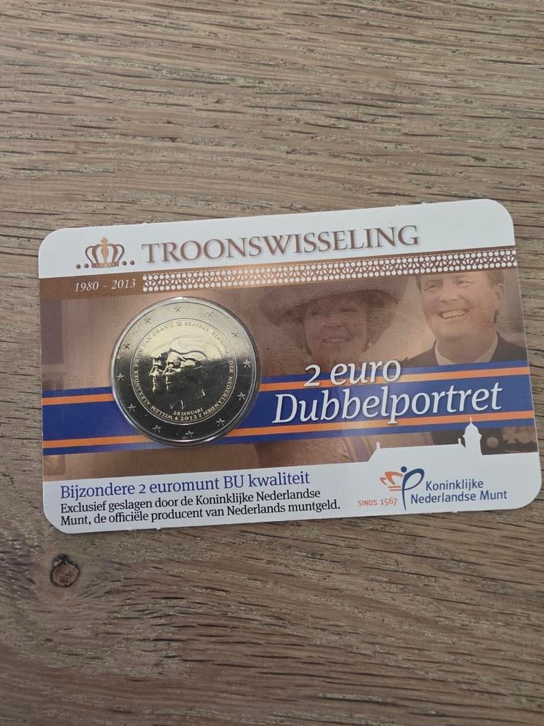 2 Euro Troonswisseling 2013 Dubbelportret BU Kwaliteit, Postzegels en Munten, Munten | Nederland, Ophalen, Koningin Beatrix, Euro's