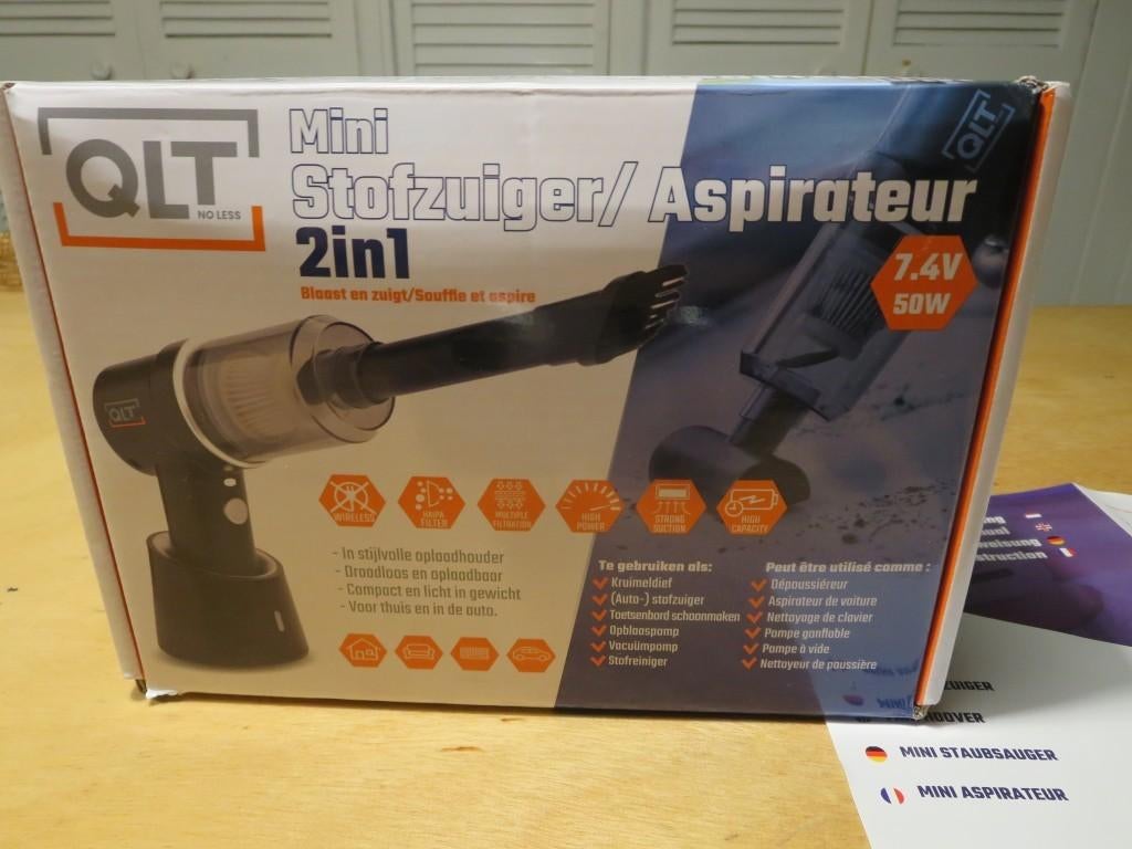 Mini stofzuiger QLT, Witgoed en Apparatuur, Kruimeldief, Ophalen of Verzenden, Zo goed als nieuw, Minder dan 1200 watt