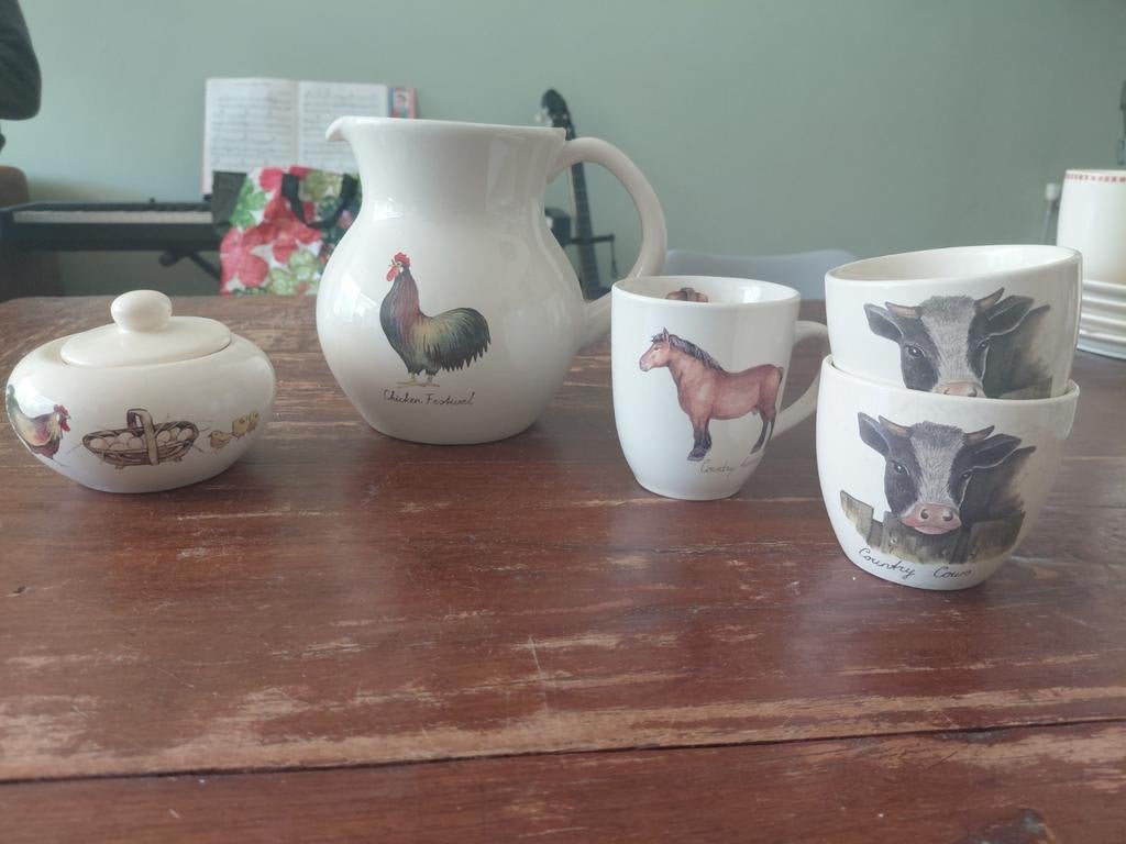 Jet ter Steege servies onderdelen met boerderijdieren, Ophalen, Gebruikt, Keramiek, Overige stijlen