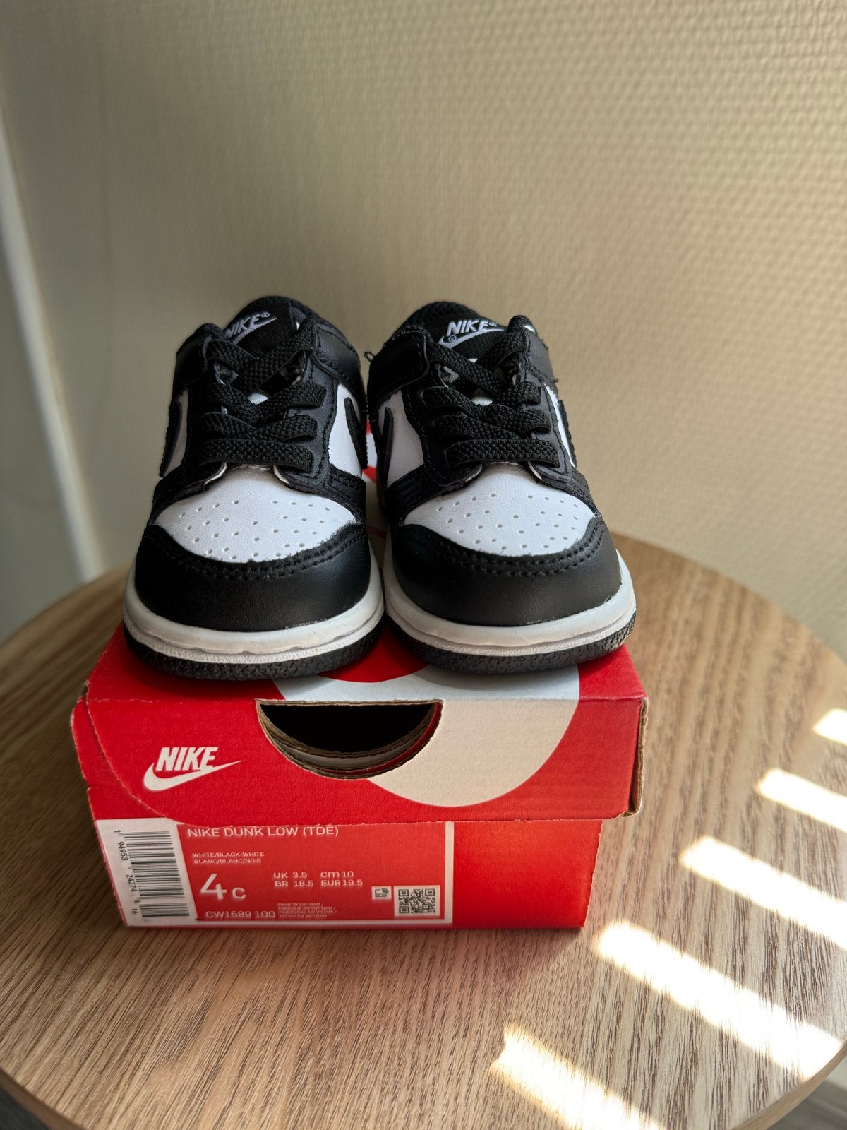 Nike Dunk Low (TDE) baby sneakers - Zwart/Wit - Maat 19,5, Ophalen of Verzenden, Zo goed als nieuw, Jongetje of Meisje, Schoentjes