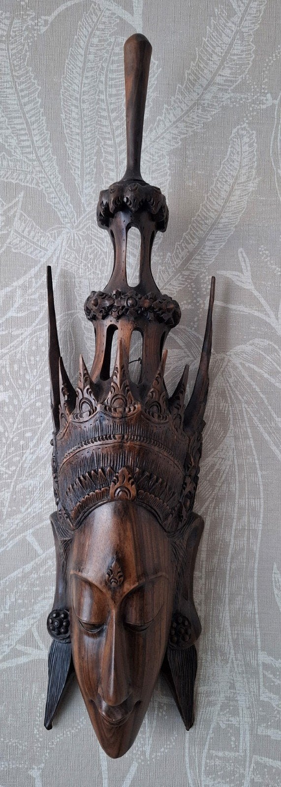 Prachtig handgesneden houten masker uit Indonesië, Antiek en Kunst, Kunst | Niet-Westerse kunst, Hout, Handgemaakt, Bruin, Masker
