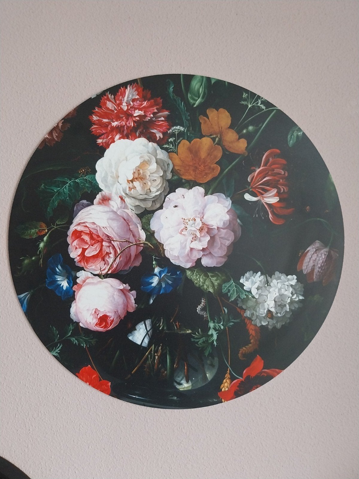 Ronde wanddecoratie met bloemenstilleven, Ophalen, Bloemen