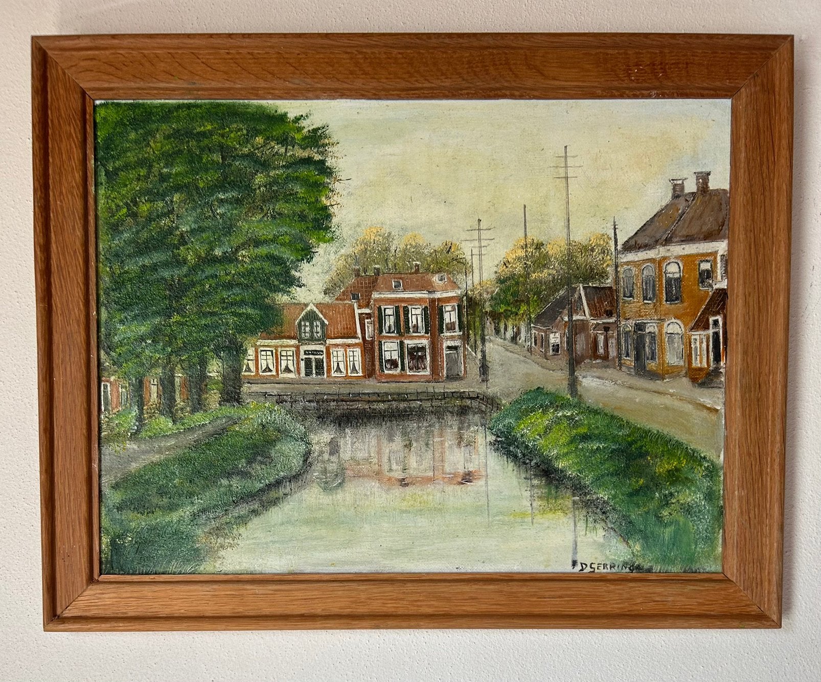 Schilderij Bovenwesterdiep Veendam, gesigneerd, Antiek en Kunst, Kunst | Schilderijen | Klassiek, Doek, Realistisch, Ophalen of Verzenden