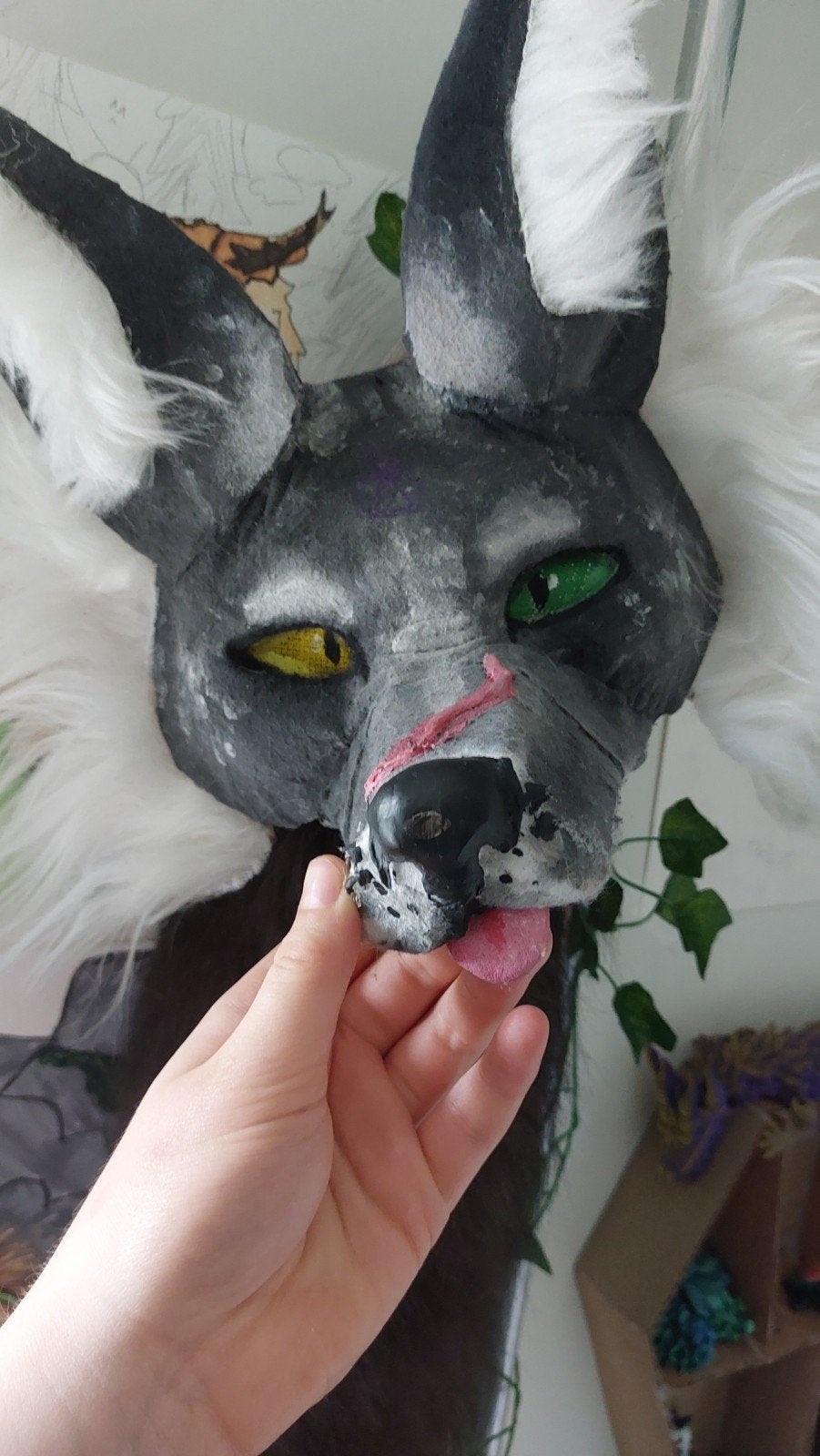 Therian wolf masker., Ophalen of Verzenden, Nieuw, Accessoires