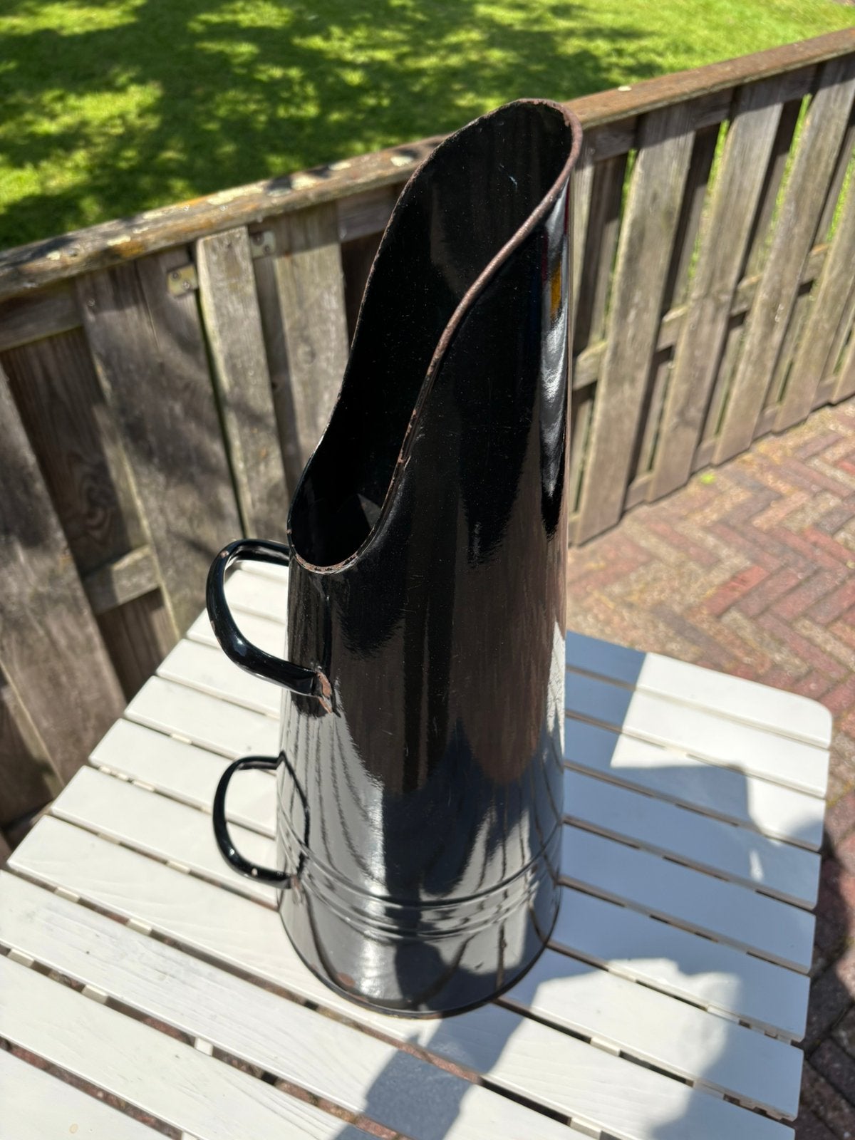 Mooie vintage emaille kolenkit, kolenemmer, Ophalen of Verzenden