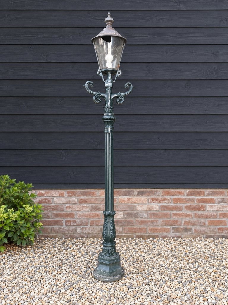 KS klassieke lantaarnpaal - aluminium, glas en koper, Ophalen, Gebruikt, Minder dan 50 watt, Staande lamp