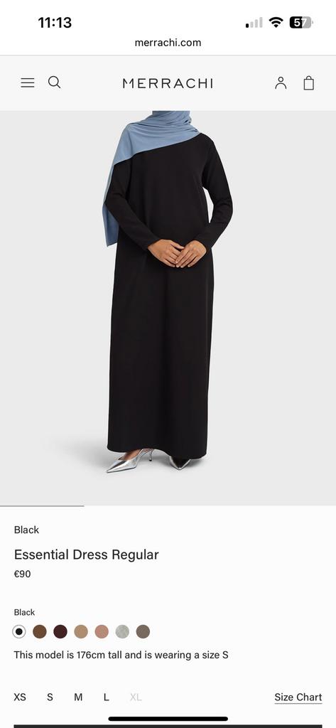 Merrachi abaya essential dress regular, Kleding | Dames, Jurken, Zwart, Maat 42/44 (L), Nieuw, Ophalen of Verzenden