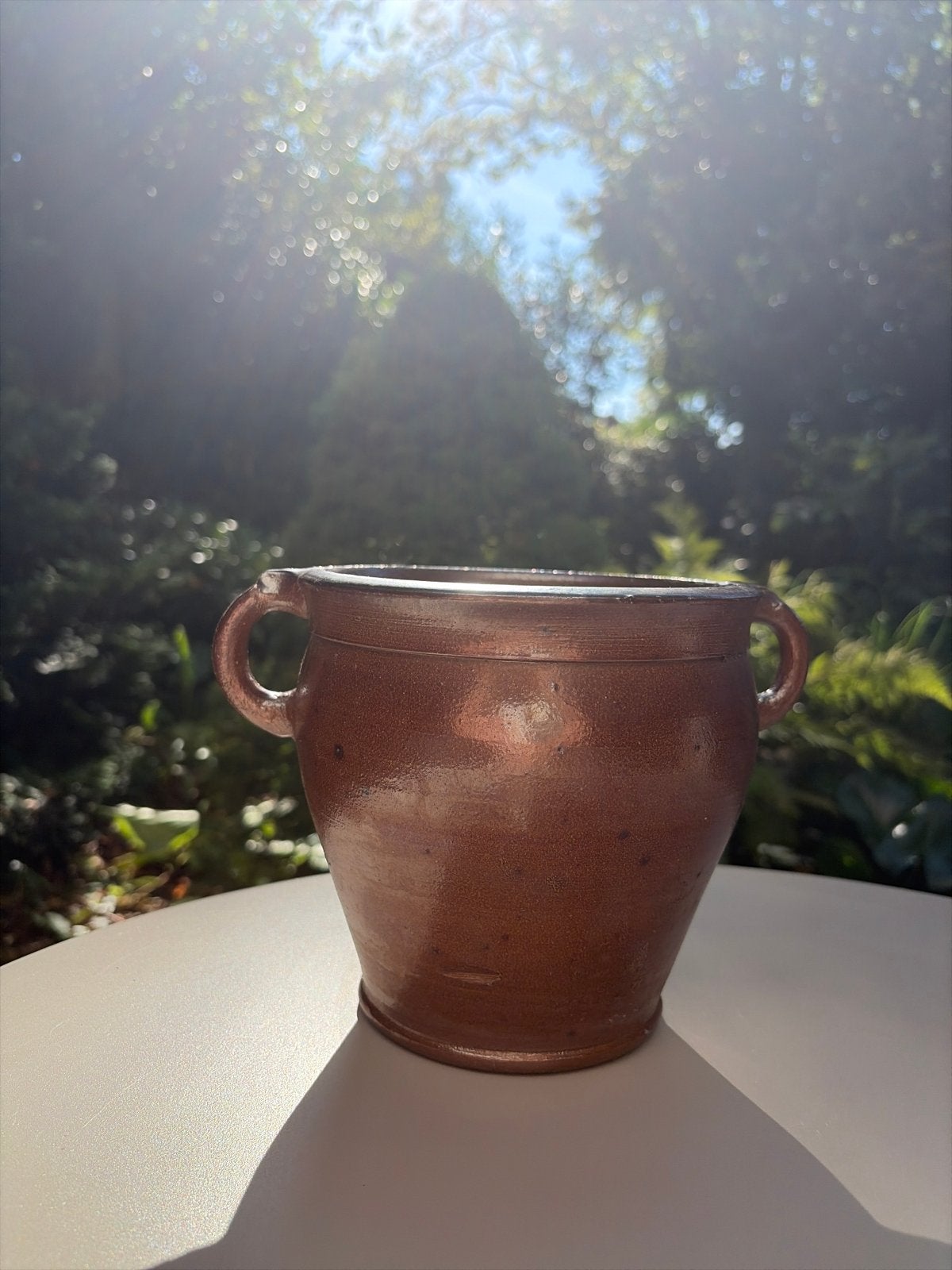 Antieke Keulse pot miniatuur met oren - Bruin aardewerk, Ophalen of Verzenden