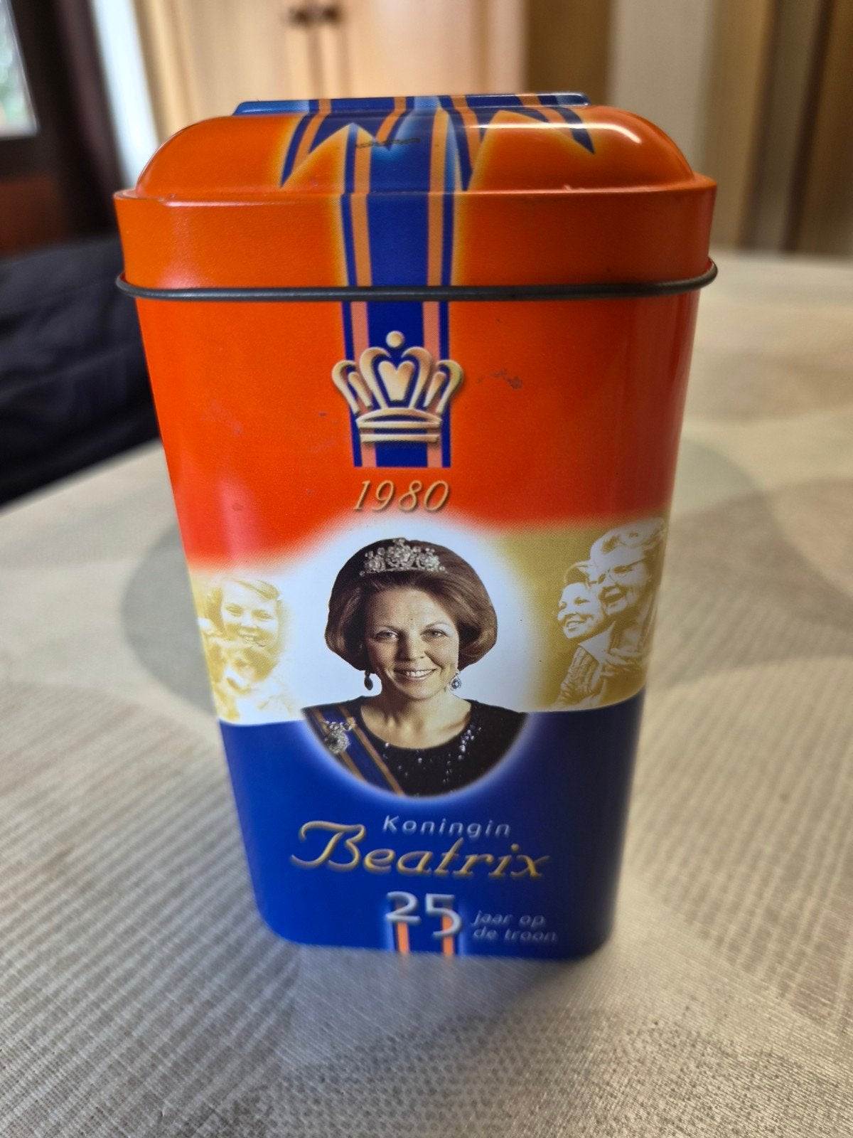 De Ruijter Oranje Feest Hagelslag Blik Koningin Beatrix, Ophalen of Verzenden, Gebruikt, Nederland, Overige typen