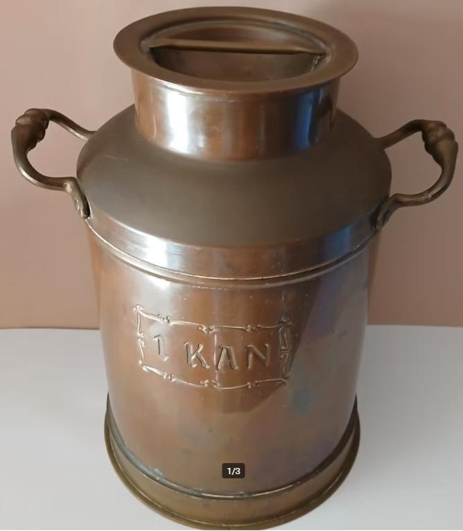 vintage roodkoperen melkkan/emmertje, Ophalen of Verzenden, Koper