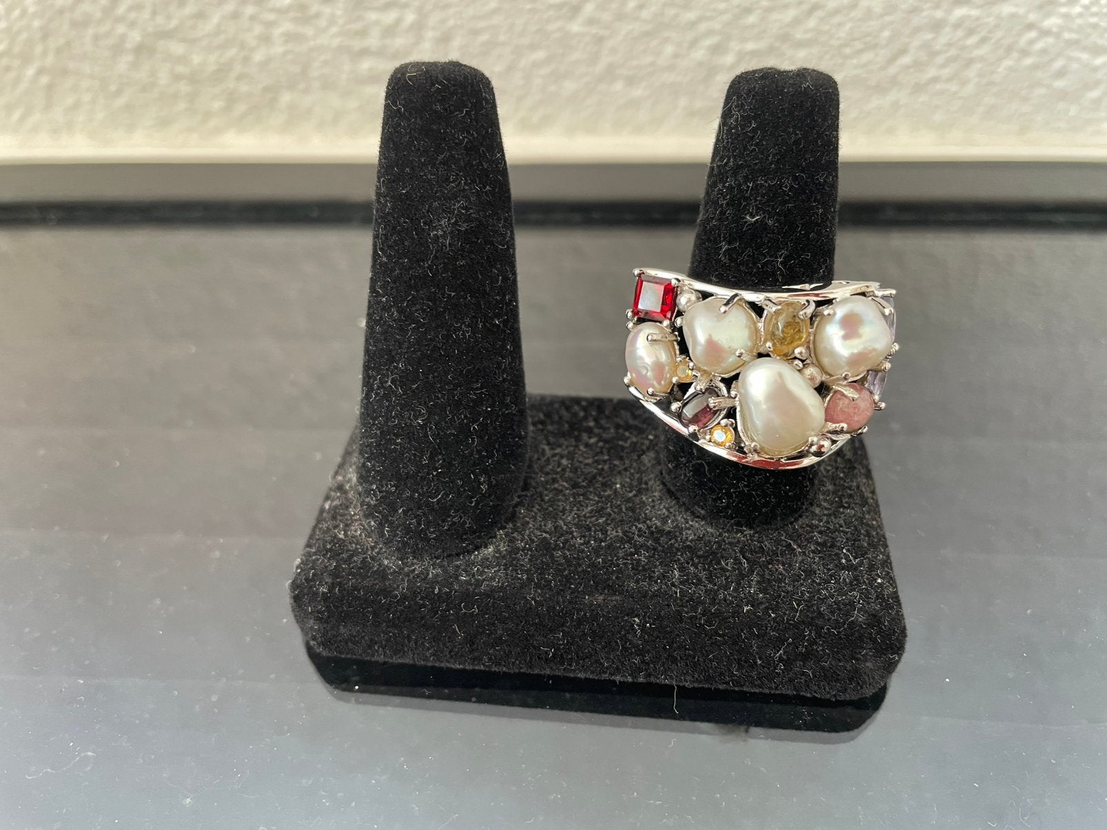 Zilveren ring met half edelstenen, Verzenden, Nieuw, Zilver, Dame