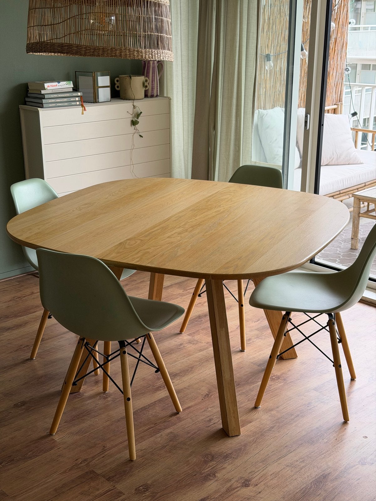 WOOOD Tablo eettafel organisch eiken naturel 130x130 cm, Ophalen, 100 tot 150 cm, Zo goed als nieuw, Vier personen