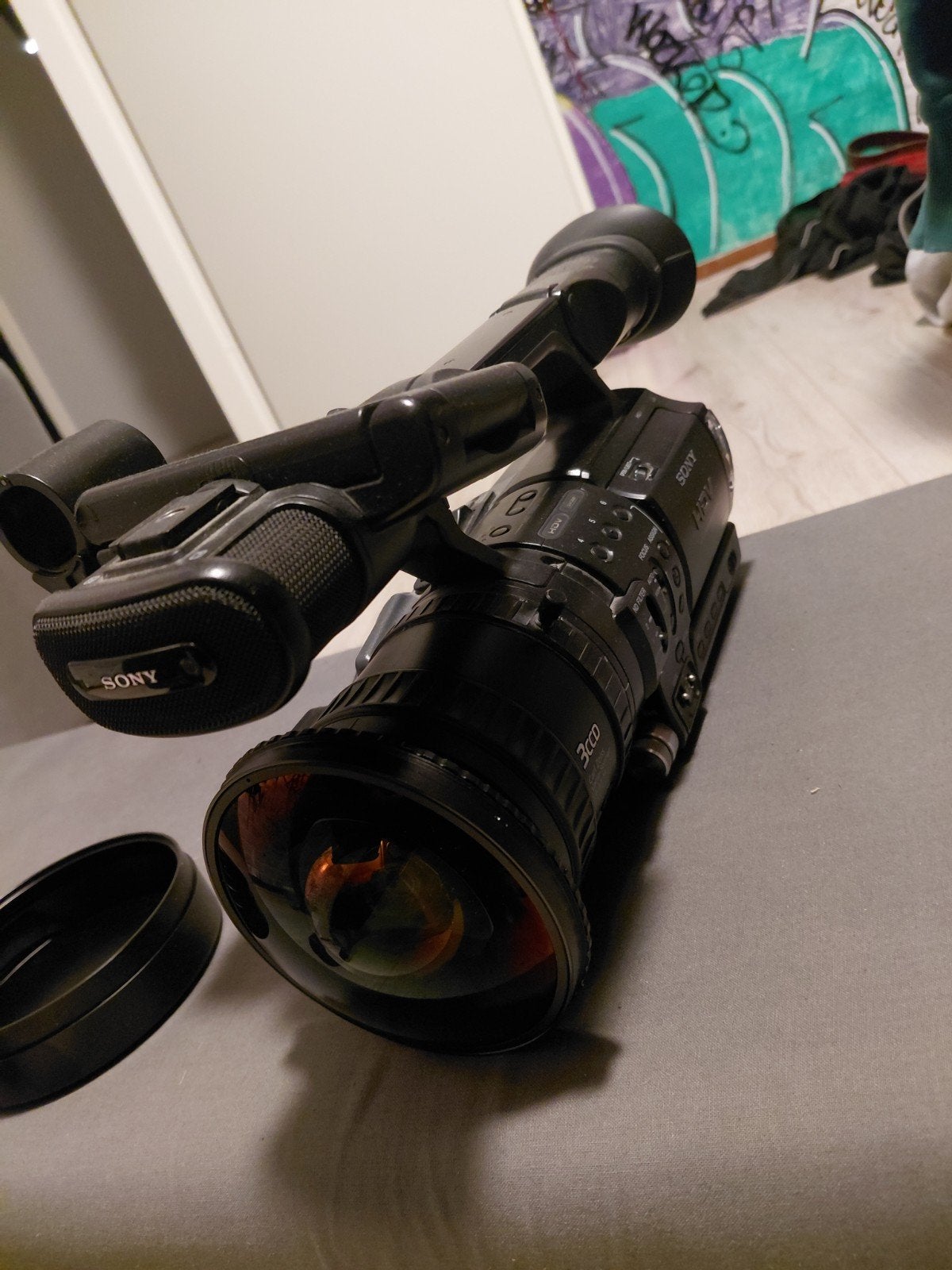 Sony HDV Camera met Fisheye Lens en 4 Mini DV Tapes, Mini dv, Gebruikt, 20x of meer, Ophalen of Verzenden