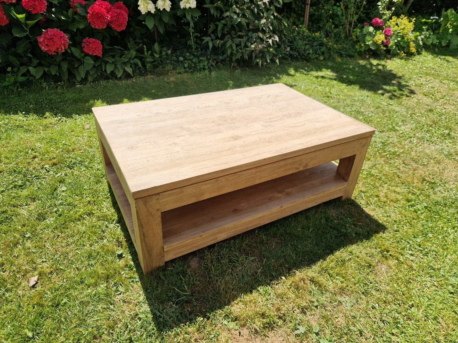 Teakhouten salontafel, ongelakt, 120x80 cm, als nieuw, Ophalen, 100 tot 150 cm, Teakhout, 50 tot 100 cm
