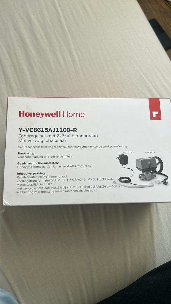 Honeywell home zoneregelset 2x3/4 binnedraad met vervolgscha, Doe-het-zelf en Verbouw, Ophalen of Verzenden, Zo goed als nieuw