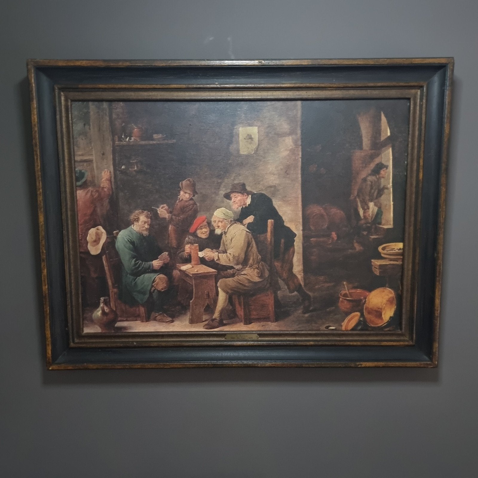 Vintage reproductie van een 17e-eeuwse herbergscène – naar D, Antiek en Kunst, Kunst | Schilderijen | Klassiek, Ophalen