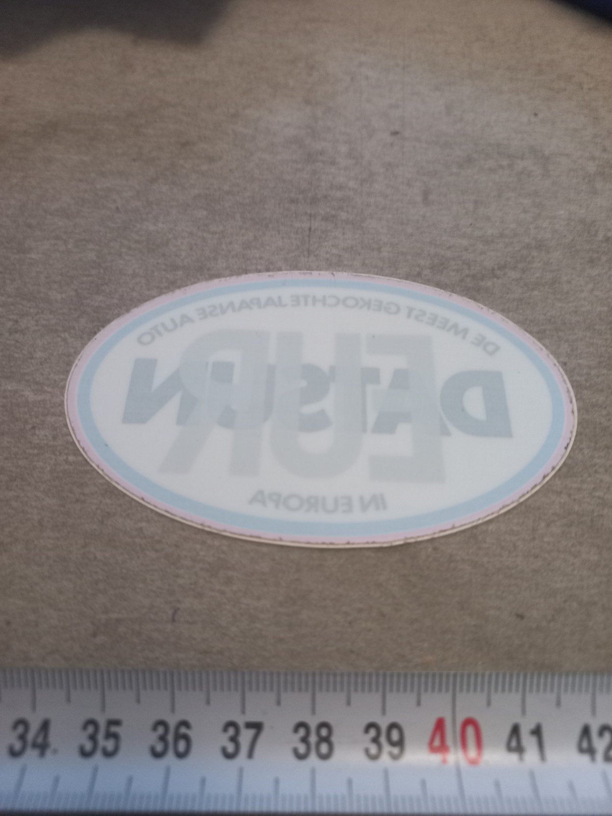 Vintage Datsun sticker - Gekochte auto in Europa, Verzamelen, Stickers, Ophalen of Verzenden