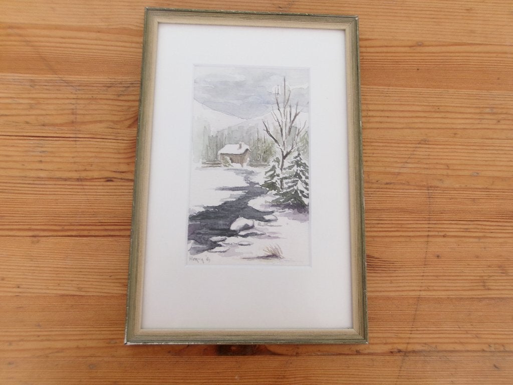 Herma '89 - Aquarel - Sneeuw Landschap, Ophalen of Verzenden