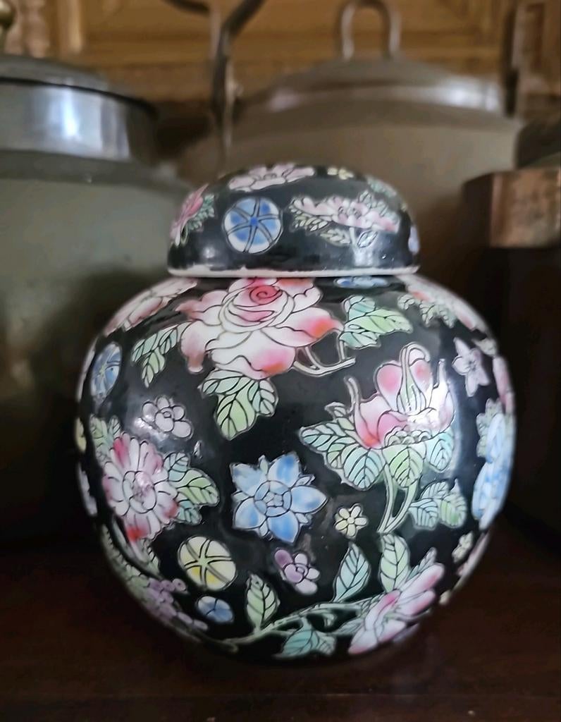 Chinees porseleinen gemberpot met deksel. Gemerkt, Antiek en Kunst, Antiek | Porselein, Ophalen of Verzenden