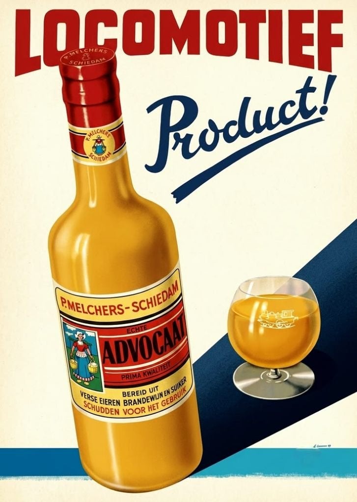 Locomotief Advocaat poster, Ophalen of Verzenden, Gebruikt, Reclamebord
