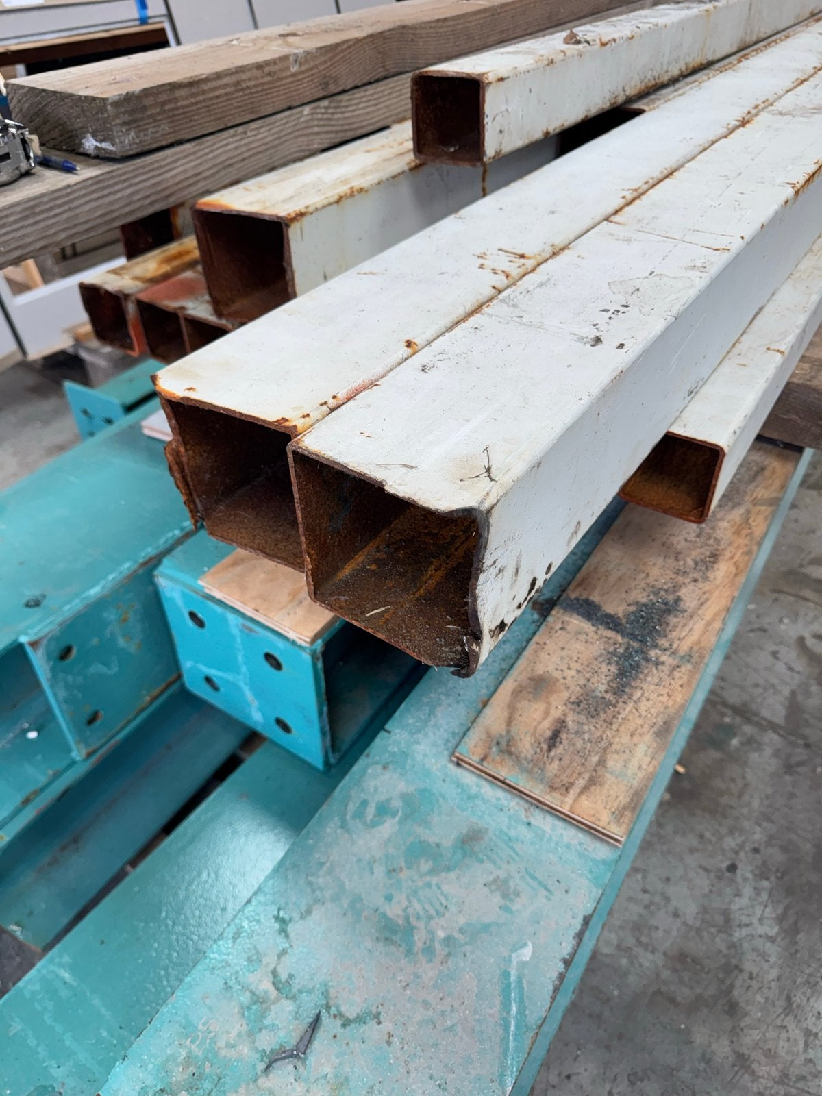 Gebruikte stalen kokers 12x12cm - 2x 4,5m, 2x 3m, Gebruikt, Ophalen of Verzenden, Nvt, Nvt