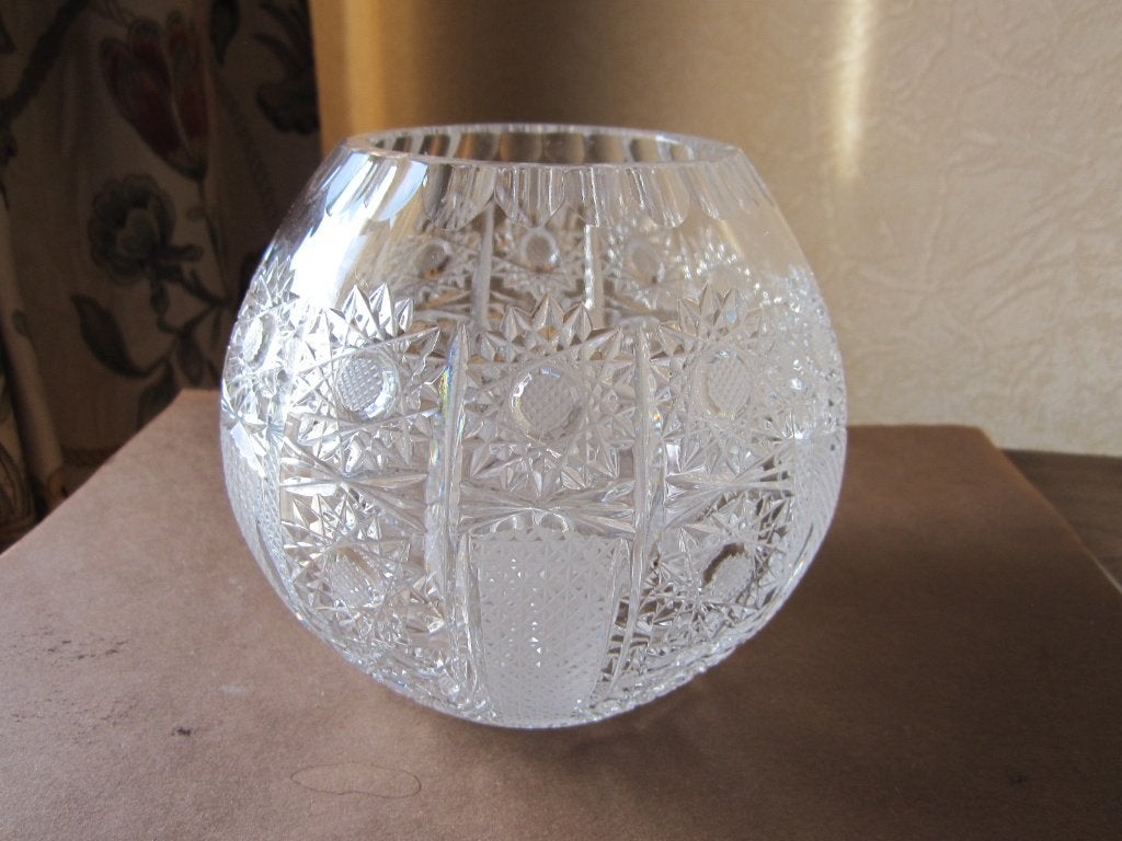 Bohemian lead crystal balloon vaas - queen lace slijpsel, Verzenden