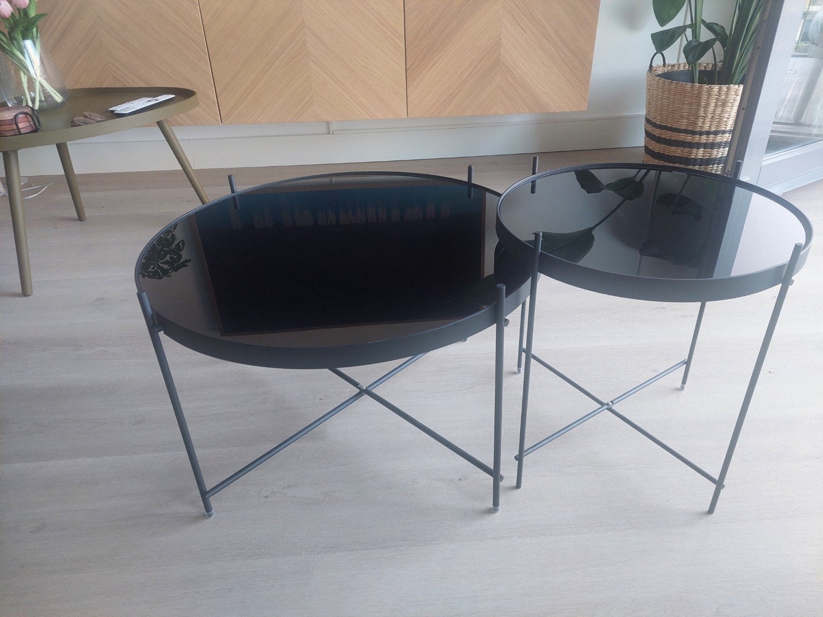 Zuiver cupid bijzettafels, zwart. Maat L en S., Huis en Inrichting, Minder dan 45 cm, Rond, Nieuw, Ophalen of Verzenden