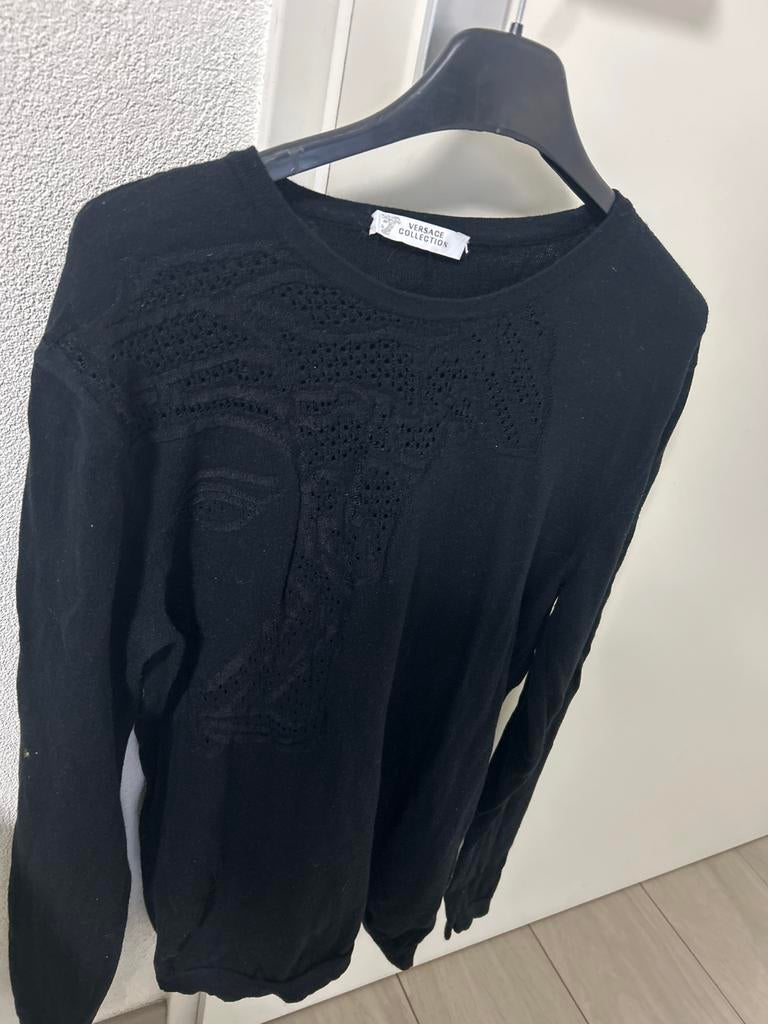 Versace Collection origineel Zwarte Trui met Medusa Hoofd, Kleding | Dames, Ophalen of Verzenden, Gedragen, Maat 38/40 (M), Zwart